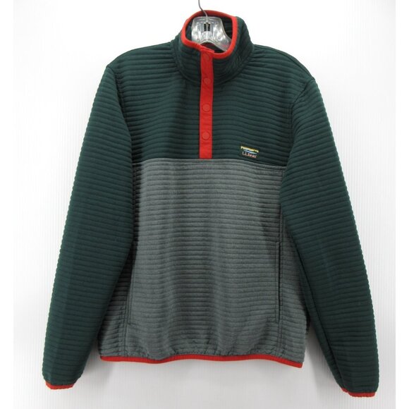 LL Bean Sweatshirt Small Airlight Knit T Snap Quilted Slightly Fitted - Picture 1 of 11